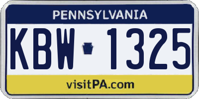 PA license plate KBW1325