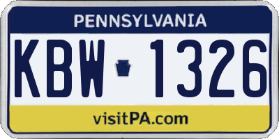 PA license plate KBW1326