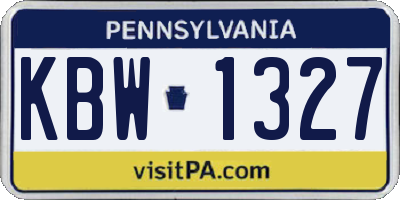 PA license plate KBW1327