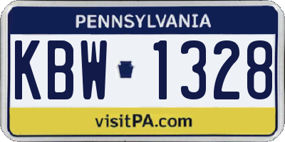 PA license plate KBW1328
