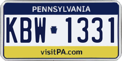 PA license plate KBW1331