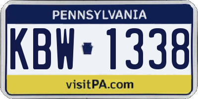 PA license plate KBW1338