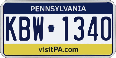 PA license plate KBW1340