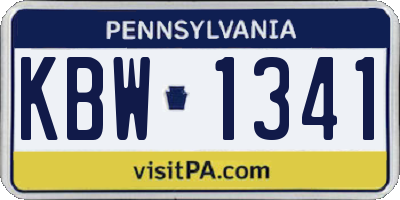 PA license plate KBW1341