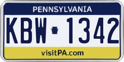 PA license plate KBW1342