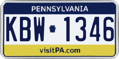 PA license plate KBW1346