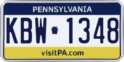 PA license plate KBW1348