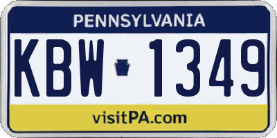 PA license plate KBW1349