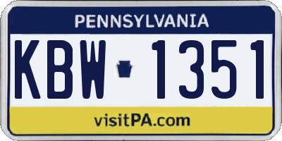 PA license plate KBW1351