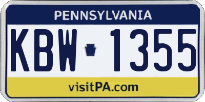 PA license plate KBW1355