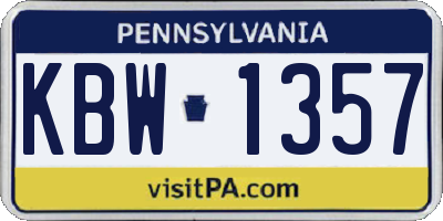 PA license plate KBW1357