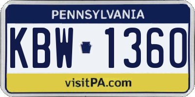 PA license plate KBW1360