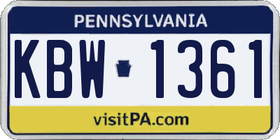 PA license plate KBW1361