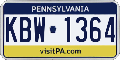 PA license plate KBW1364