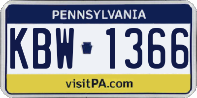 PA license plate KBW1366