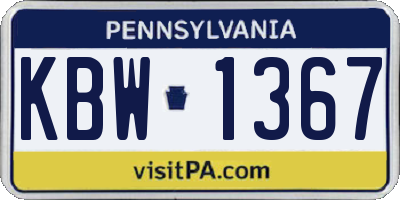 PA license plate KBW1367