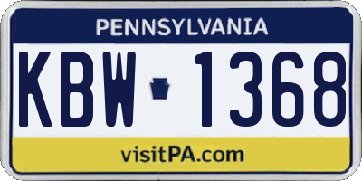 PA license plate KBW1368