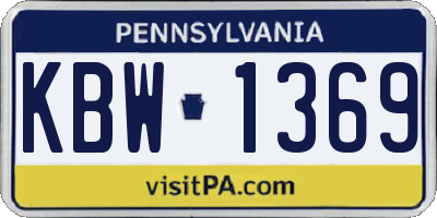 PA license plate KBW1369