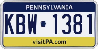 PA license plate KBW1381