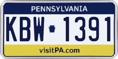 PA license plate KBW1391
