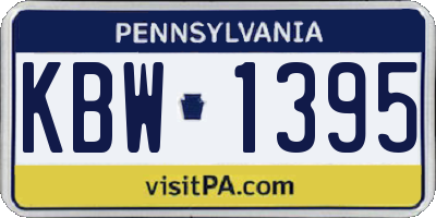PA license plate KBW1395