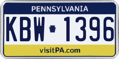 PA license plate KBW1396