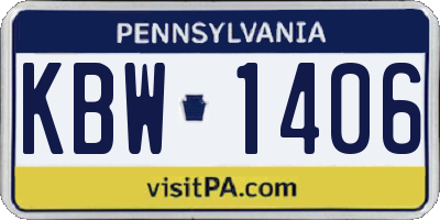 PA license plate KBW1406
