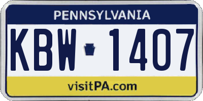 PA license plate KBW1407