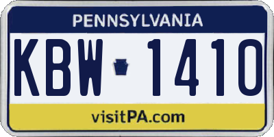 PA license plate KBW1410