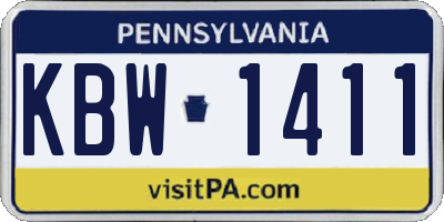 PA license plate KBW1411