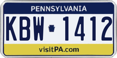 PA license plate KBW1412