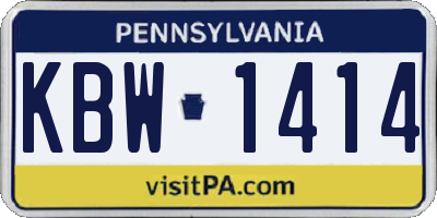 PA license plate KBW1414