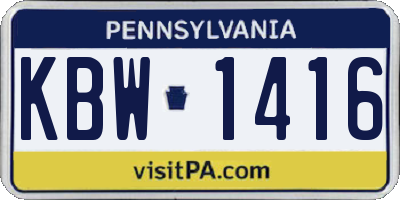 PA license plate KBW1416