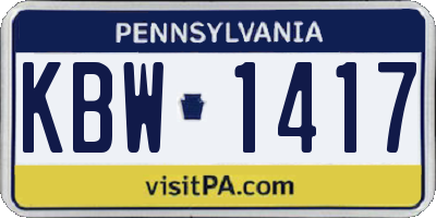 PA license plate KBW1417