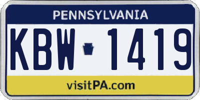 PA license plate KBW1419