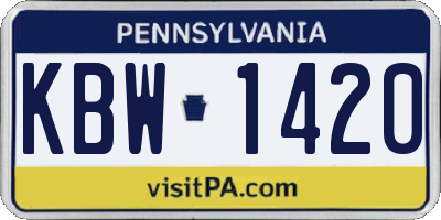 PA license plate KBW1420