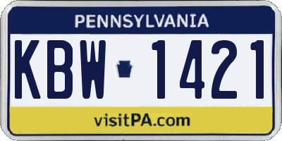 PA license plate KBW1421