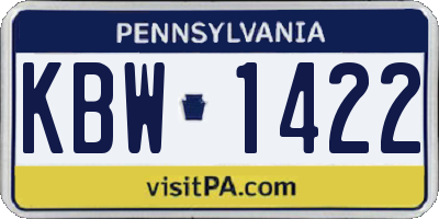 PA license plate KBW1422