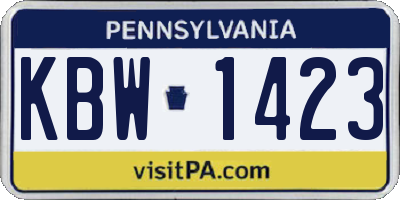 PA license plate KBW1423