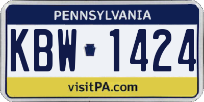 PA license plate KBW1424