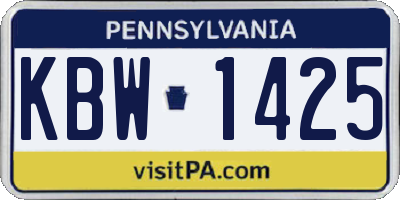 PA license plate KBW1425