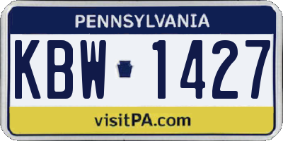 PA license plate KBW1427