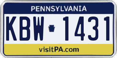 PA license plate KBW1431