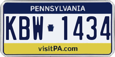 PA license plate KBW1434