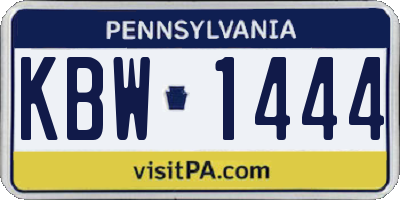 PA license plate KBW1444