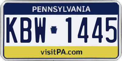 PA license plate KBW1445