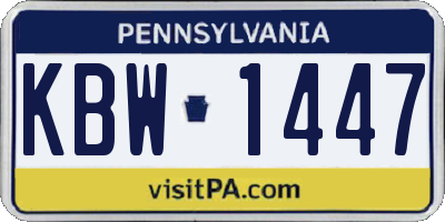 PA license plate KBW1447