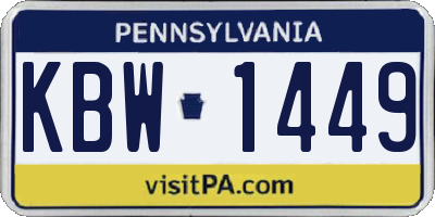 PA license plate KBW1449