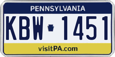 PA license plate KBW1451