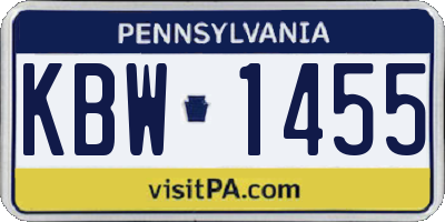 PA license plate KBW1455